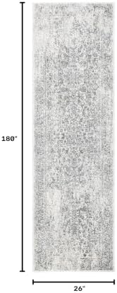 SAFAVIEH Evoke Runner Rug 2'2"x15', Ivory & Grey EVK256F - Image 2