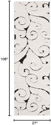 SAFAVIEH Florida Shag Runner Rug 2'3"x9', Soft Ivory & Black SG455-1290 - Image 2