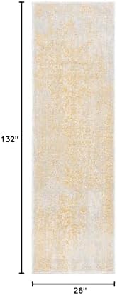 SAFAVIEH Evoke Runner Rug 2'2"x11', Ivory & Gold EVK256B - Image 2