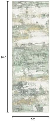 BEIMO 3x7 Green Abstract Runner Rug, Washable Non-Slip - Image 2