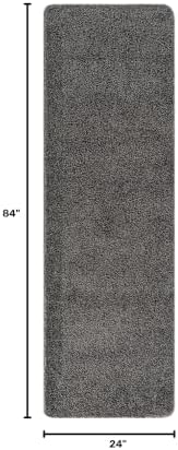 Area Rug 2x7 Dark Gray Runner Washable Indoor Rug Ultra Plus Thick Pile Solid - Image 2