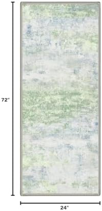 BEIMO 2x6 Runner Rug for Hallway, Light Green Washable Abstract Rug - Image 2