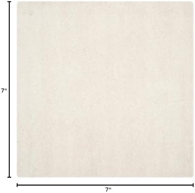 SAFAVIEH Milan Shag Collection 7' x 7' Square Ivory SG180 Solid Non-Shedding - Image 2