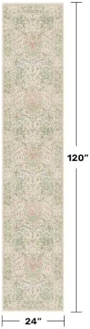 Washable Beige Green 2x10 Runner Rug - Image 2