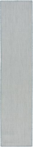 Nourison Home Courtyard 8' Runner Indoor/Outdoor Serged Edges Runner Ivory Aqua - Image 4
