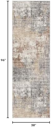 DMOYEST Washable Runner Rug for Hallway: 2.6x8 Neutral Modern Abstract Low Pile - Image 2