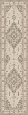 2'x8 Faux Wool Washable Runner Rug, Neutral Sage/Beige by Unknown