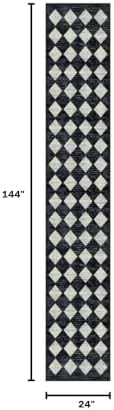 Lahome Runners for Hallway Non Slip 2x12 Black Checkered Large Washable Rug - Image 2