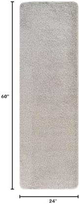 Area Rug 2x5 Gray Runner Washable Indoor Rug Ultra Plus Thick Pile Solid Non - Image 2