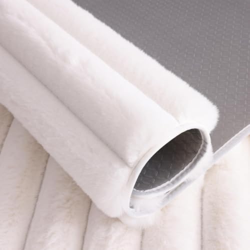 White Rabbit Striped Plush Rug 6'x9', Fluffy Shaggy Area Rug - Image 6
