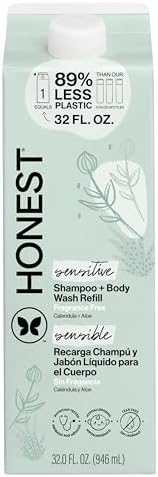 The Honest Company Shampoo & Body Wash, Hypoallergenic, Fragrance-Free, 32 Fl Oz (Pack of 6)