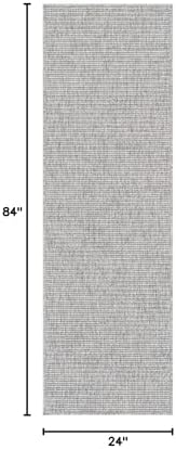 Beverly Rug Easy Jute Gray Runner Rug 2x7 Solid Washable Durable Outdoor Indoor - Image 2