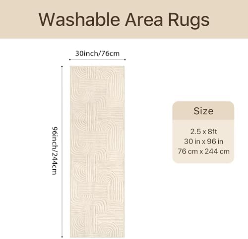GENIMO Soft 2'6"x8' Runner Rug Non Slip Hallway, Washable 3D High Low Pile - Image 2
