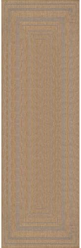 Beverly Rug Easy Jute Framed Border Runner Rug 2x7 Washable Durable Indoor - Image 2