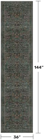Dark Green Washable 3x12 Extra Long Runner Rug - Image 2