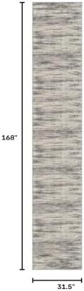 KOZYFLY Modern Hallway Runner Rug, 2.6x14 Washable Rug Runner Grey Beige - Image 2