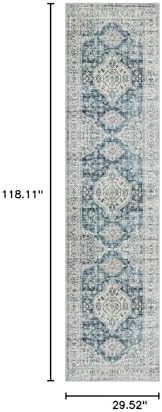 Lahome Oriental Hallway Runner Rug, 2.5x10 Blue Washable Runner Non Slip - Image 2