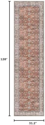 KUTA Vintage Washable Runner Rug, 2.6x10 Red Clay Runners - Image 2
