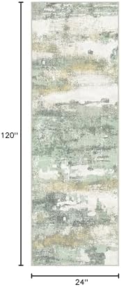 BEIMO 2x10 Green Abstract Runner Rug, Washable Non-Slip - Image 2