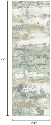 BEIMO 2x6 Green Abstract Runner Rug, Washable Non-Slip - Image 2