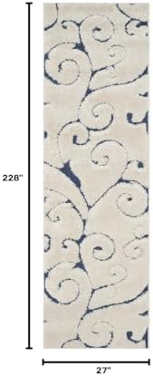 SAFAVIEH Florida Shag Runner Rug 2'3"x19', Soft Cream & Blue SG455-1165 - Image 2