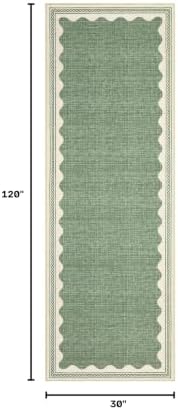 GarveeHome Scalloped Sage Green 2.5x10 Runner Rug - Image 2