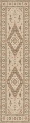 2'x8 Faux Wool Washable Runner Rug, Rust/Cream by Unknown
