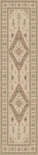 2'x8 Faux Wool Washable Runner Rug, Rust/Cream by Unknown