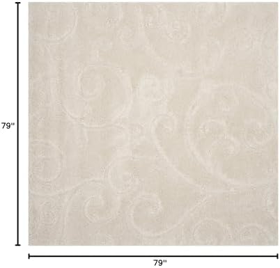SAFAVIEH Florida Shag Square Rug 6'7", Soft Plush Cream SG455-1111 - Image 2