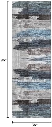 Ciicool 3x8 Runner Rugs for Hallway Kitchen, Modern Abstract Washable Navy - Image 2