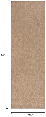 CAMILSON Indoor and Outdoor Runner Rug Natural Solid Boho Woven Design - Image 2