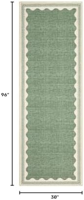 GarveeHome Scalloped Sage Green 2.5x8 Runner Rug - Image 2