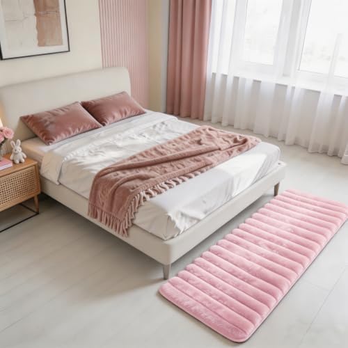 Pink Rabbit Striped Plush Rug 2'x6', Fluffy Shaggy Area Rug - Image 2