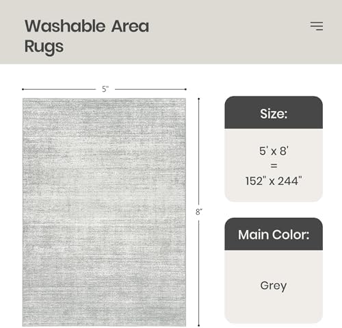 Valenrug 5x8 Area Rug Non Slip, Large Washable Rugs - Image 2