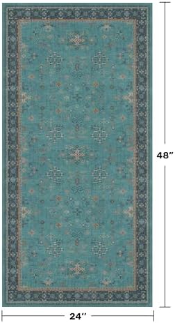 2x4 Washable Teal Throw Rugs for Entryway Indoor - Image 2