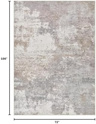 Area Rug Living Room-6X9 Abstract Washable Rug Grey Brown - Image 2