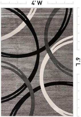 Rugshop Wavy Circles Jute Backing Living Room Office Area Rug Gray 4' x 6' - Image 2