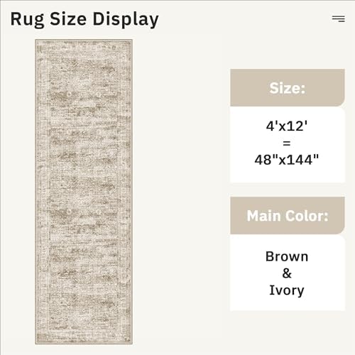 Soalmost Washable 4x12 Hallway Runner Rug Non-Slip Kitchen Entry Rugs Brown - Image 5