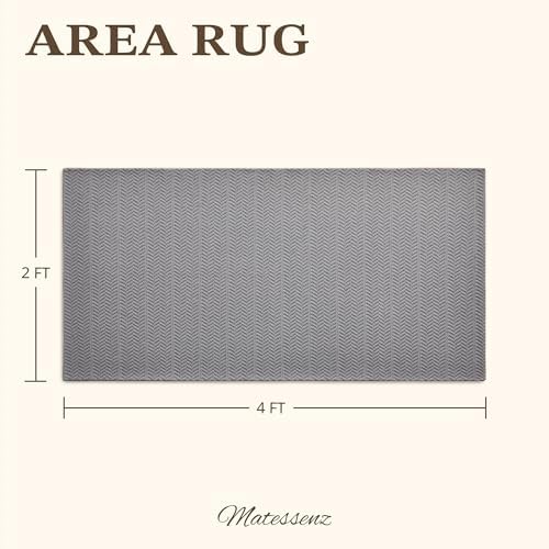 MatEssenz 2x4 ft Faux Linen Accent Rug, Washable Woven Textured Small Area - Image 2