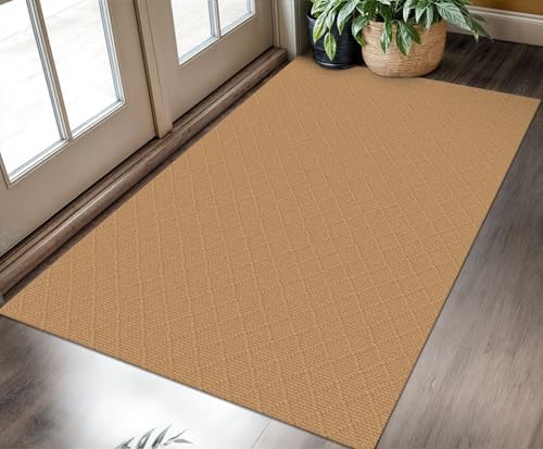 KOZYFLY Washable Entryway Rug, 3x5 Ft, Warm Tan by KOZYFLY