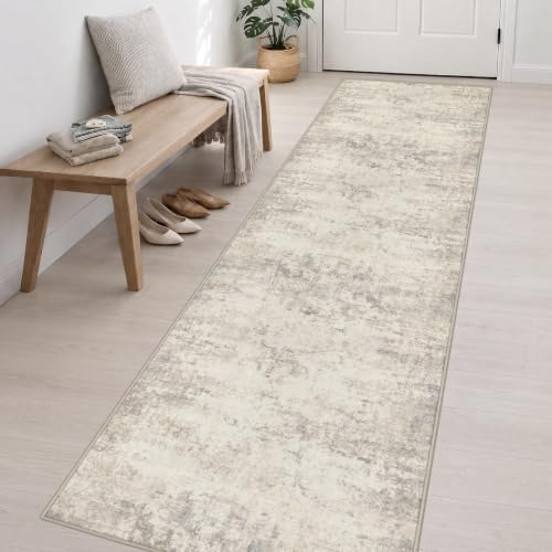 3x14 Washable Runner Rug：Modern Abstract Soft Carpet Brown Beige - Image 4