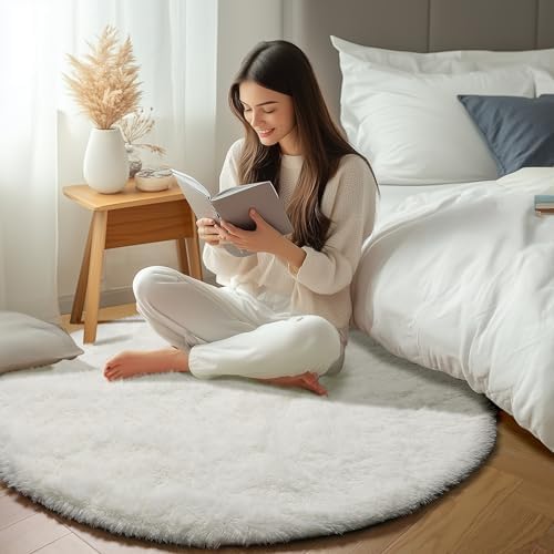 ONASAR Cream White Round Rugs 5ft - Image 6