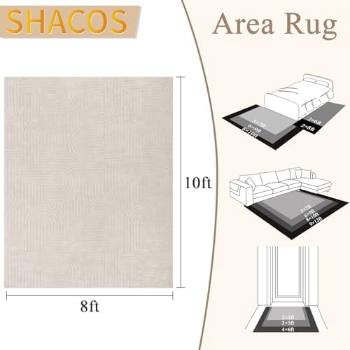 SHACOS Soft Cozy Fluffy Arch Pattern High-Low Pile Area Rugs 8'x10' Large Non - Image 2