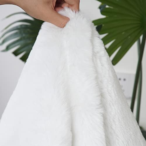 Ghouse White 8x10 Area Rug Fluffy Faux Rabbit Fur Rug White Plush Shag Rug - Image 3