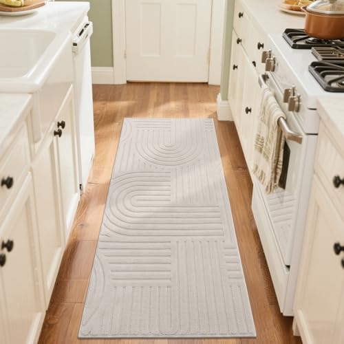 SHACOS Soft Cozy Fluffy Arch Pattern High-Low Pile Runner Rugs 2'x5' Non Slip by SHACOS