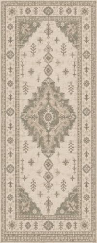 2'x5 Faux Wool Washable Runner Rug, Neutral Sage/Beige by Unknown