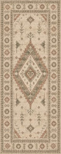 2'x5 Faux Wool Washable Runner Rug, Rust/Cream by Unknown