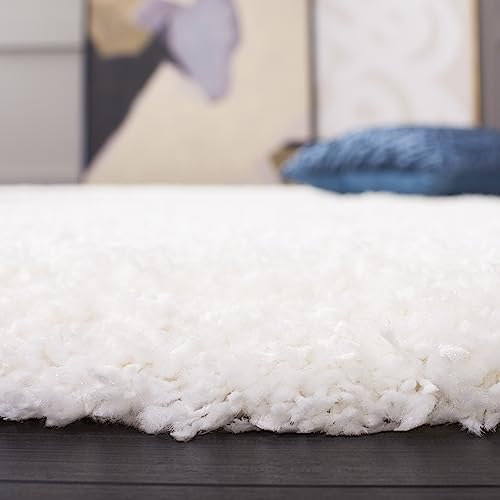 SAFAVIEH California Shag Round Rug 8', Soft Plush Modern White SG151-1010 - Image 6