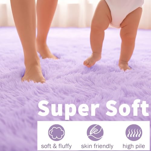 ONASAR Purple Rugs for Living Room Bedroom, 5x8 Fluffy Bedside Area Rug - Image 2
