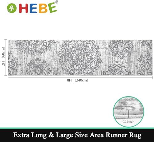 HEBE Hallway Runner Rug 2'x8', Washable Non Slip Kitchen Rug Runner - Image 2